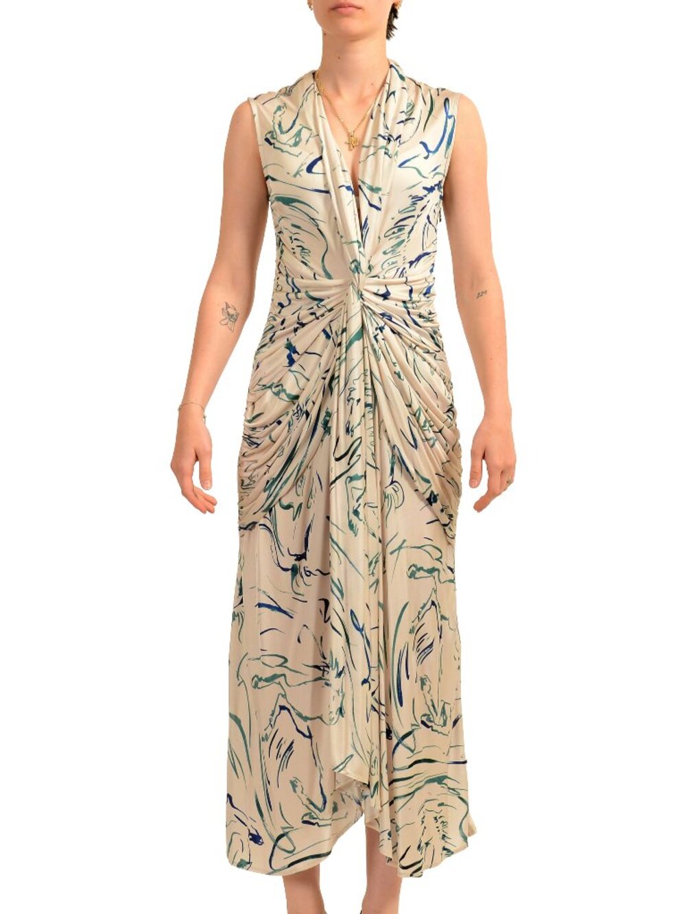 Scuderia Ferrari Women's Multi-Color Stretch V-Neck Midi Dress US S IT 40